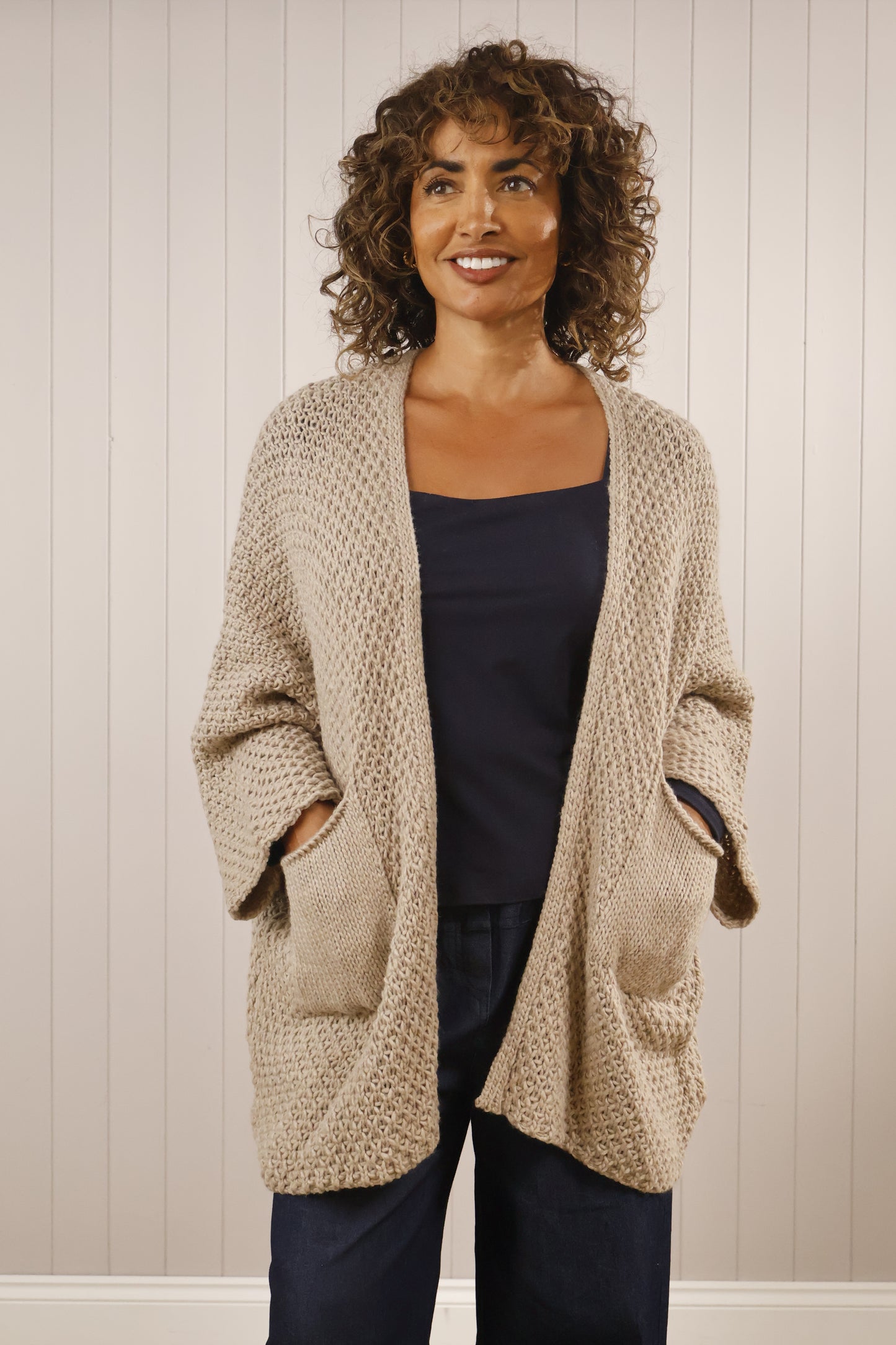 Goose Island Chunky Cable Knit Cardigan with Pockets