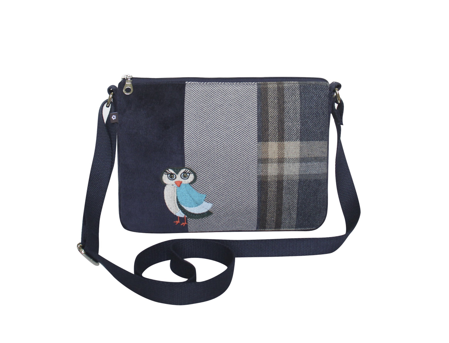 Earth Squared Tweed Wool Applique Messenger Crossbody Bag