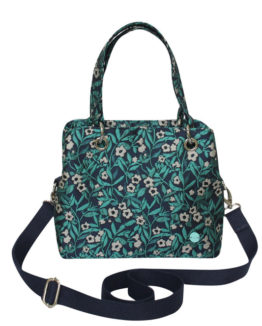 Earth Squared Fair Trade Jacquard Camille Handbag Cross Body Teal Floral