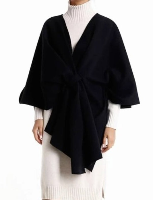 Kurt Muller Elegant Italian Knit Cape with Knot Closure One Size Assorted Colours