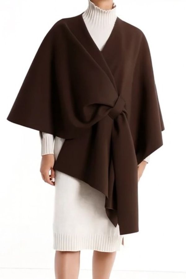 Kurt Muller Elegant Italian Knit Cape with Knot Closure One Size Assorted Colours