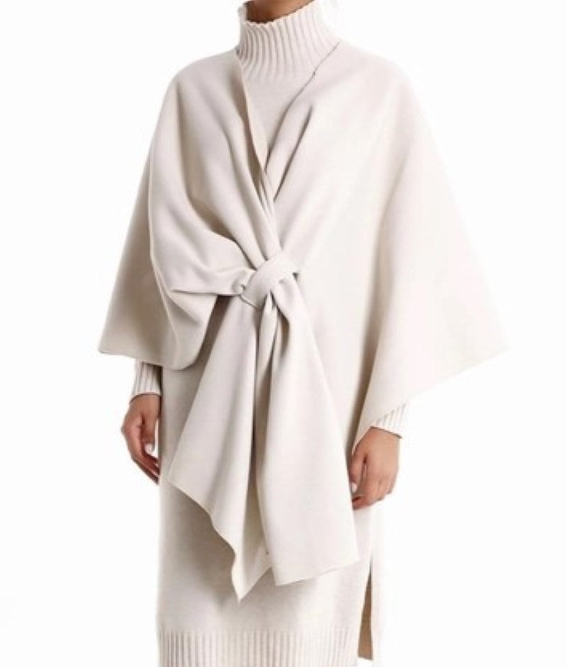 Kurt Muller Elegant Italian Knit Cape with Knot Closure One Size Assorted Colours