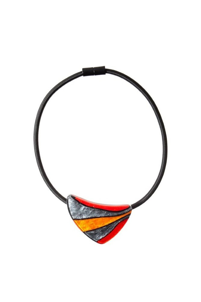 Zsiska by Prue Sirocco Black Cord Choker Magnetic Closure Resin Necklace