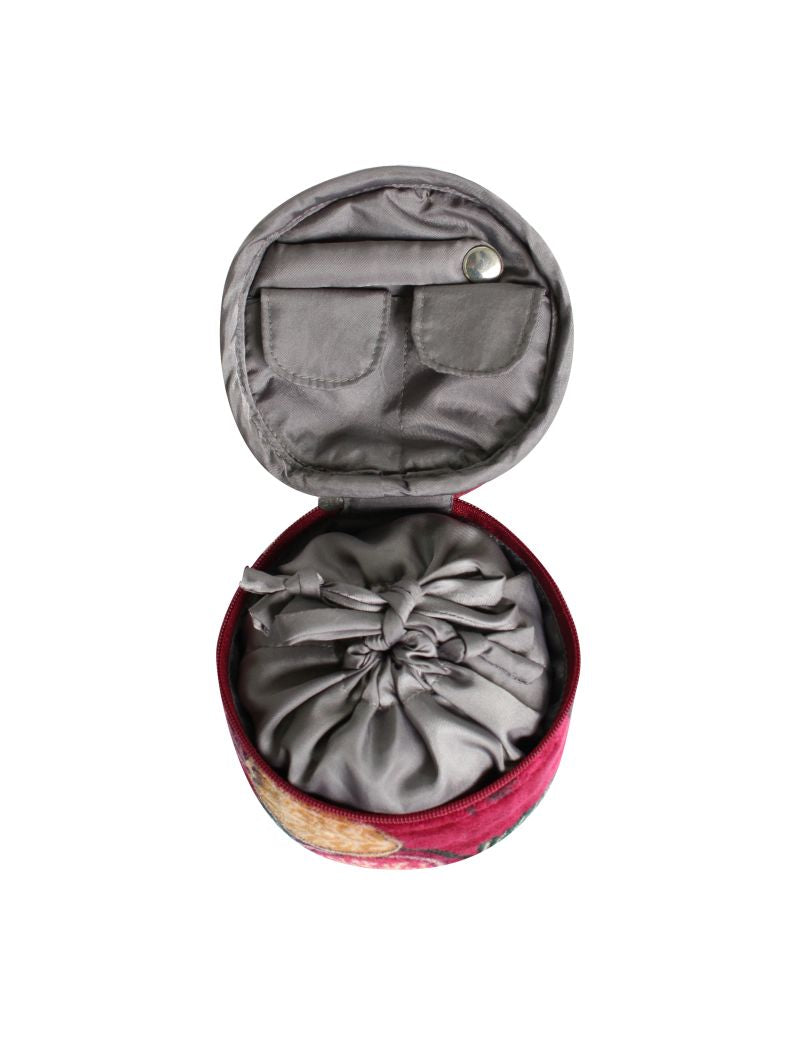 Earth Squared Printed Velvet Jewellery Round Pouch