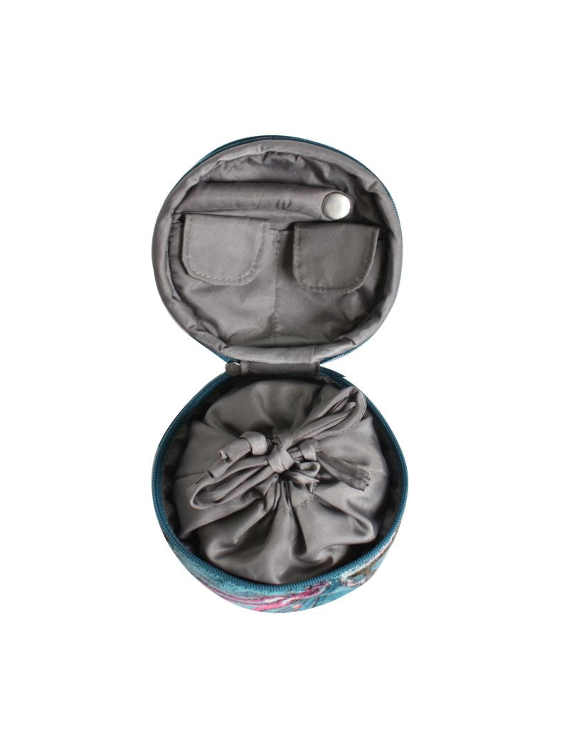 Earth Squared Printed Velvet Jewellery Round Pouch