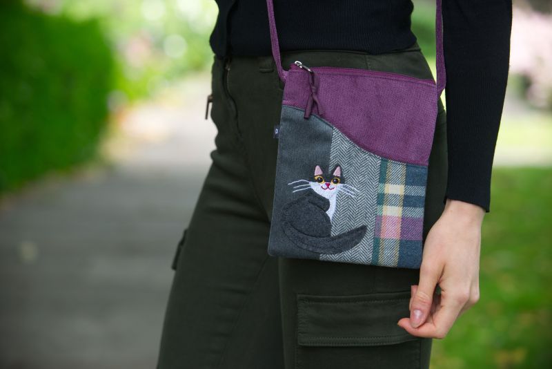 Earth Squared Tweed Applique Crossbody Sling Bag Animal and Nature Designs