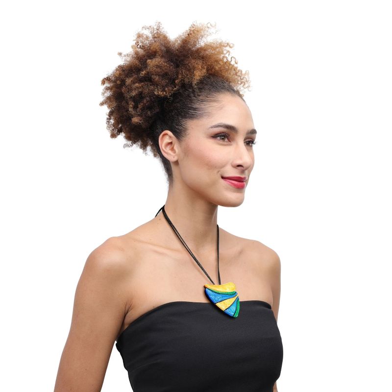 Zsiska by Prue Sirocco Resin Adjustable Pendant Necklace Gold, Blue, Green