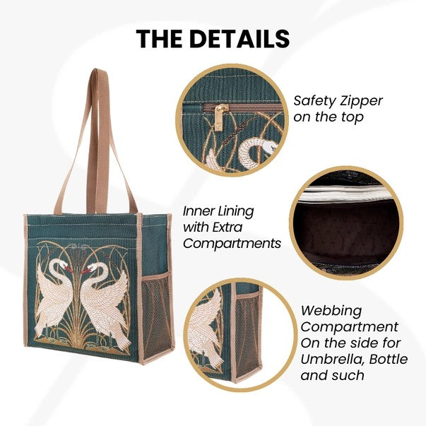 Signare Tapestry Shopper/Tote Bag Walter Crane Inspired Swan Painting