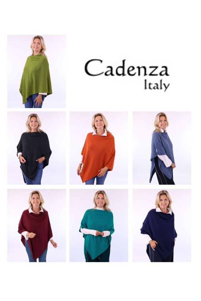 Cashmere Wool Blend Ponchos by Cadenza Italy New 2025 Collection for Women