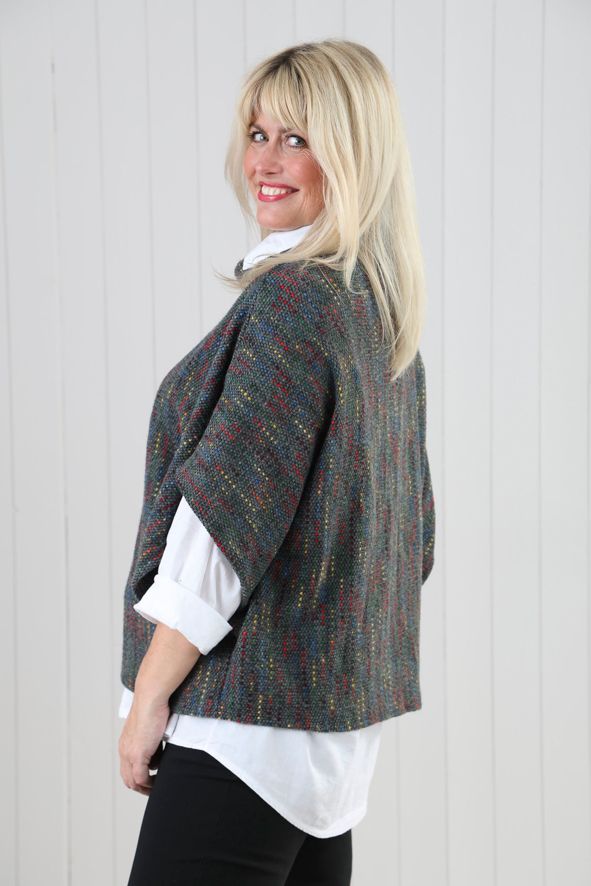 Goose Island Cowl Fleck Knit Poncho Top One Size Assorted Colours