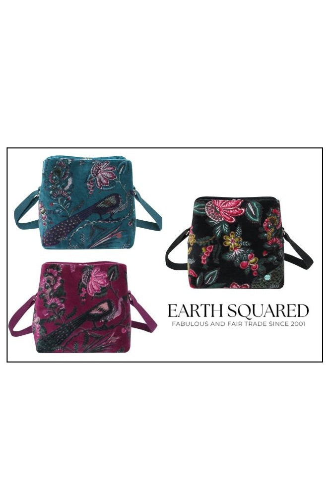 Earth Squared Printed Velvet Logan Crossbody Bag