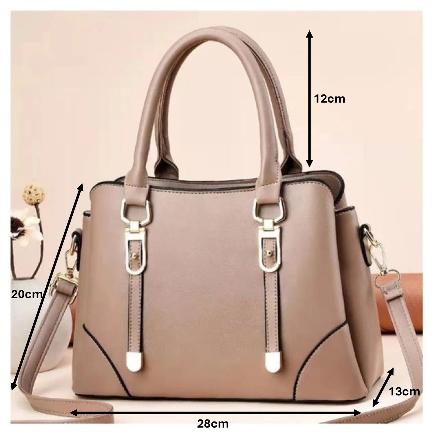 Superbia Classic Medium Top Handle Handbag 3 Compartments Shoulder Strap