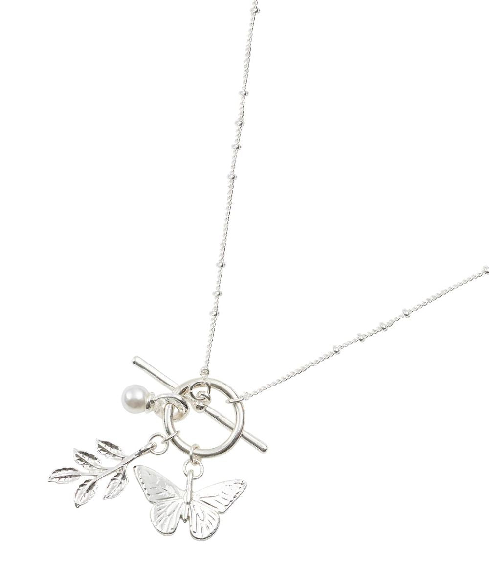 Fable England Blue Butterfly Silver Necklace in Gift Box