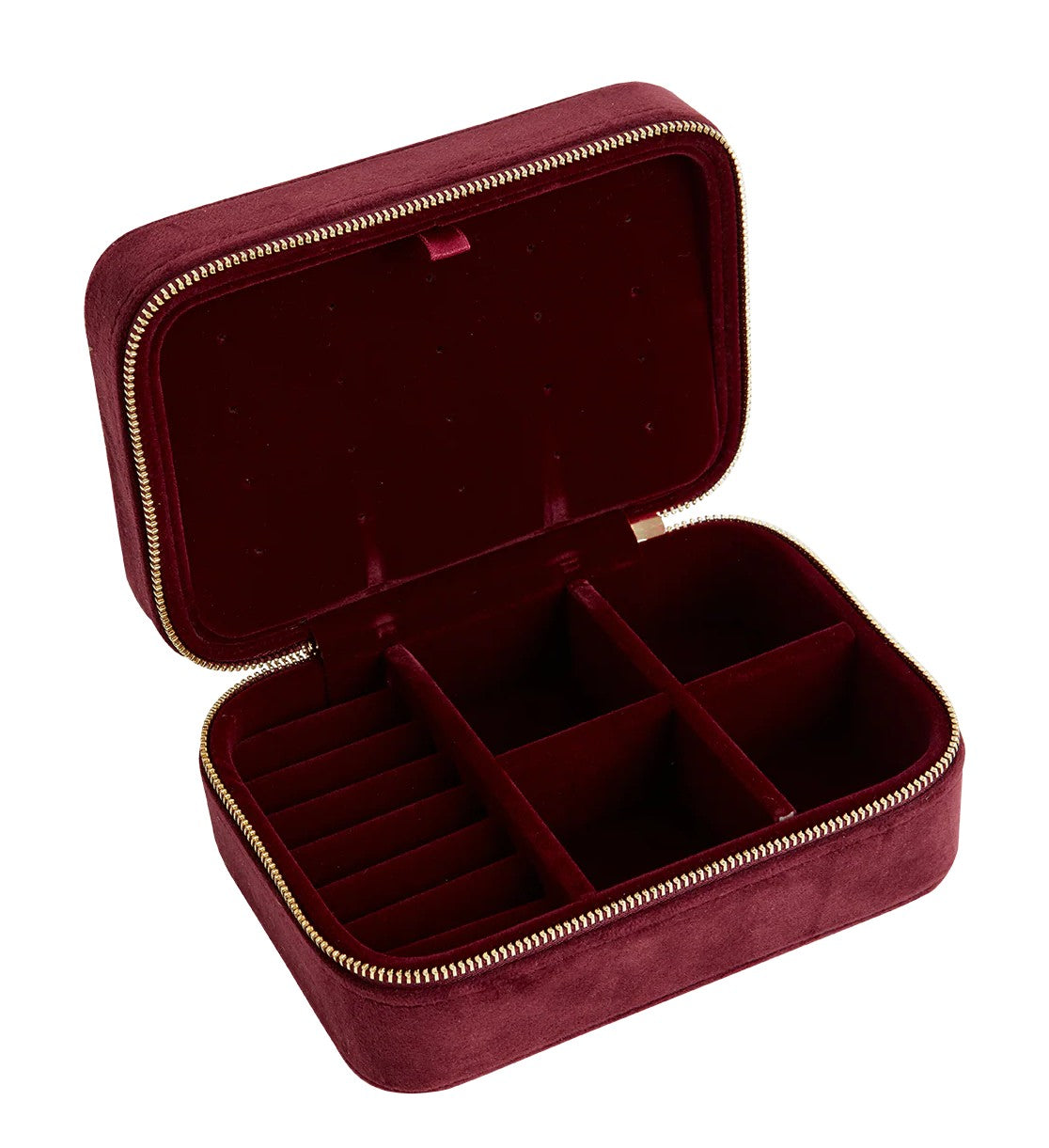 Fable England Robin Love Embroidered Large Jewellery Box Redcurrant Velvet