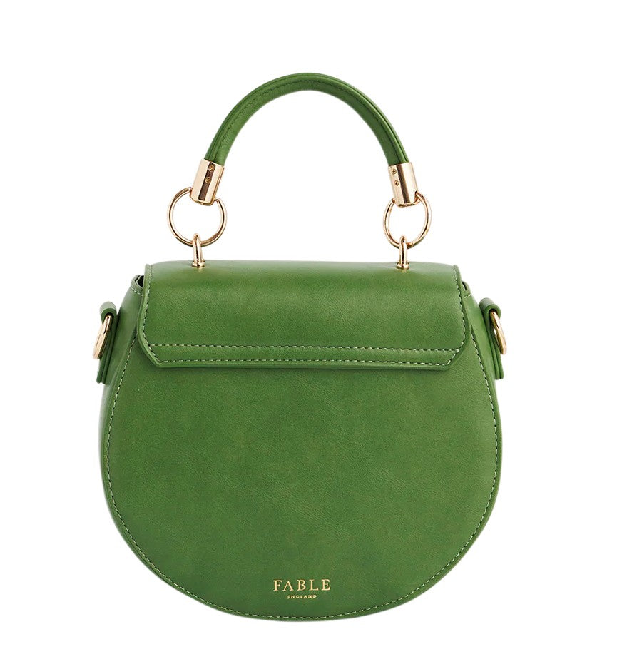Fable England Green Fawn & Snail Embroidered Top Handle Saddle Bag