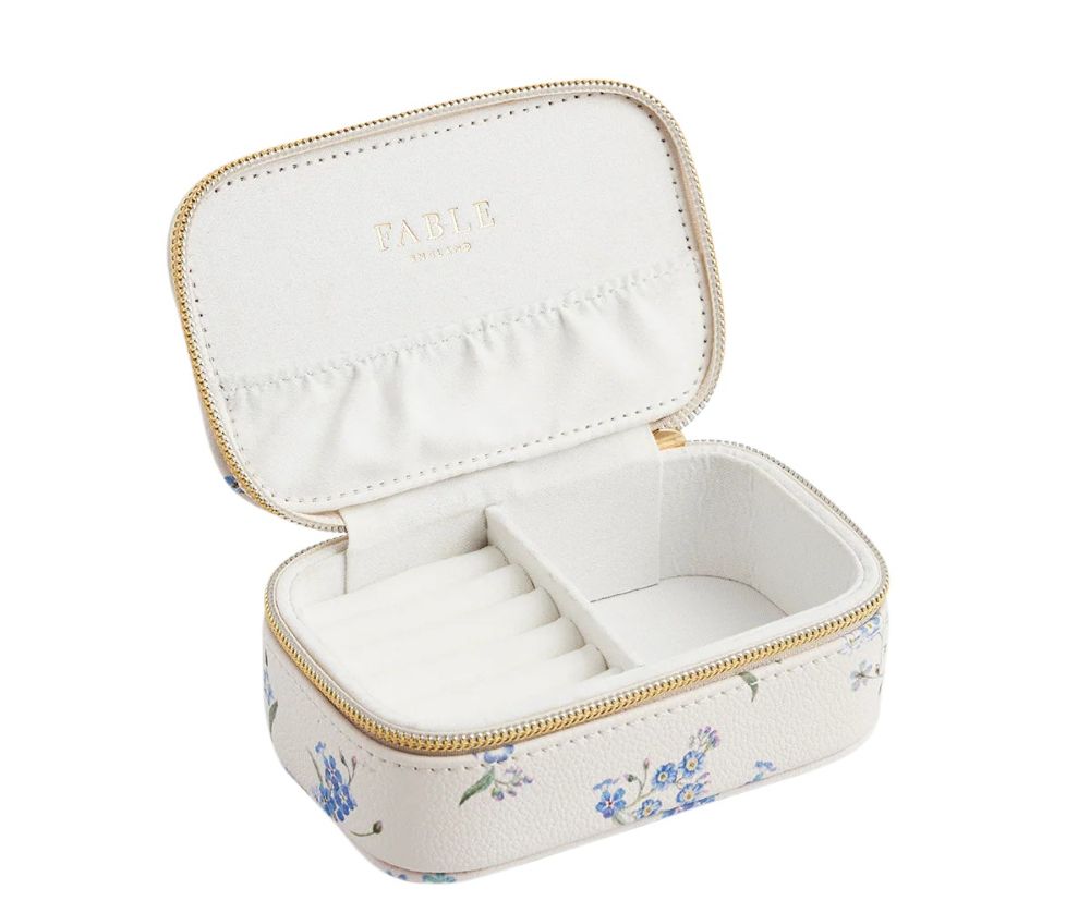 Fable England Cream Forget Me Nots Floral Jewellery Box