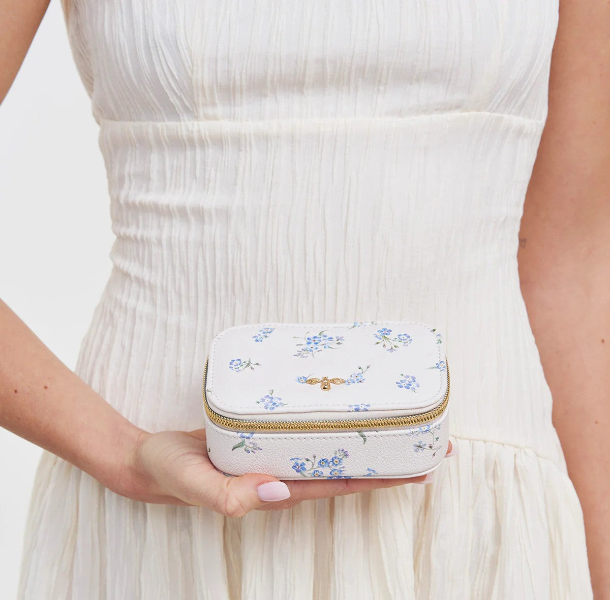 Fable England Cream Forget Me Nots Floral Jewellery Box