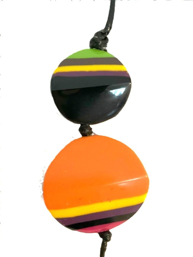 Noa Ecco Stunning Colourful Hand Painted Circles Resin Necklace Reversible Adjustable Cord