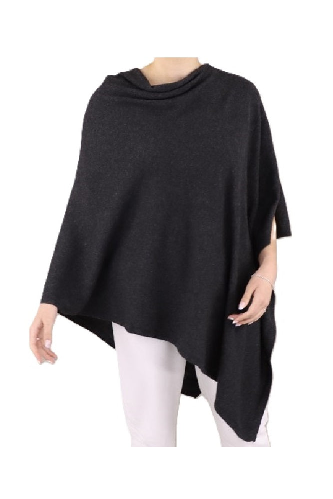 Italian Wool/Cashmere Blend Classic Asymmetric Poncho from Cadenza Italy