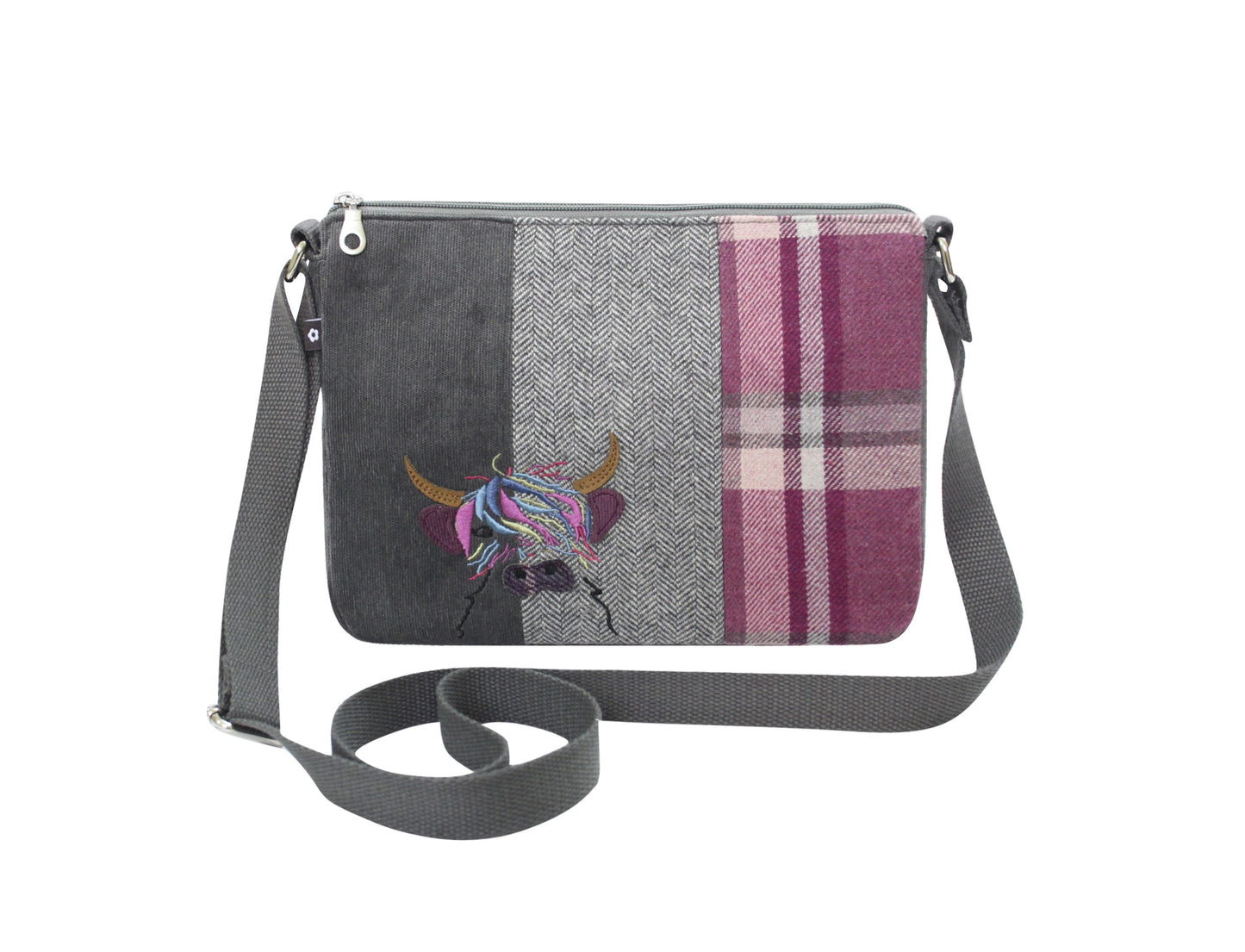 Earth Squared Tweed Wool Applique Messenger Crossbody Bag