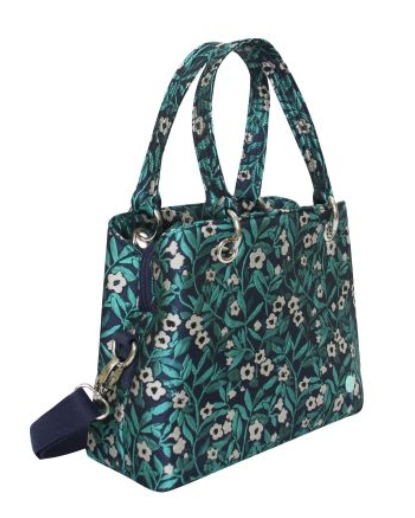 Earth Squared Fair Trade Jacquard Camille Handbag Cross Body Teal Floral