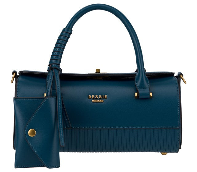 Bessie London Ribbed Panel Barrel Bag with Card Holder