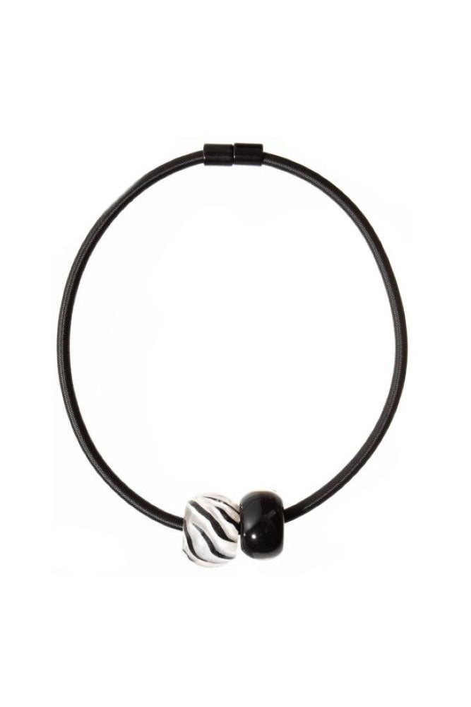 Zsiska Bliss Spirit of Silver Two Bead Resin Necklace Magnetic Closure