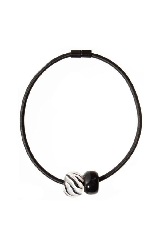 Zsiska Bliss Spirit of Silver Two Bead Resin Necklace Magnetic Closure