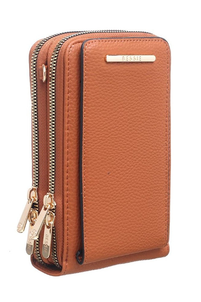 Bessie London Tan Classic Cross Body Phone Bag New