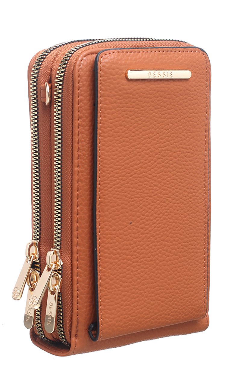 Bessie London Tan Classic Cross Body Phone Bag New