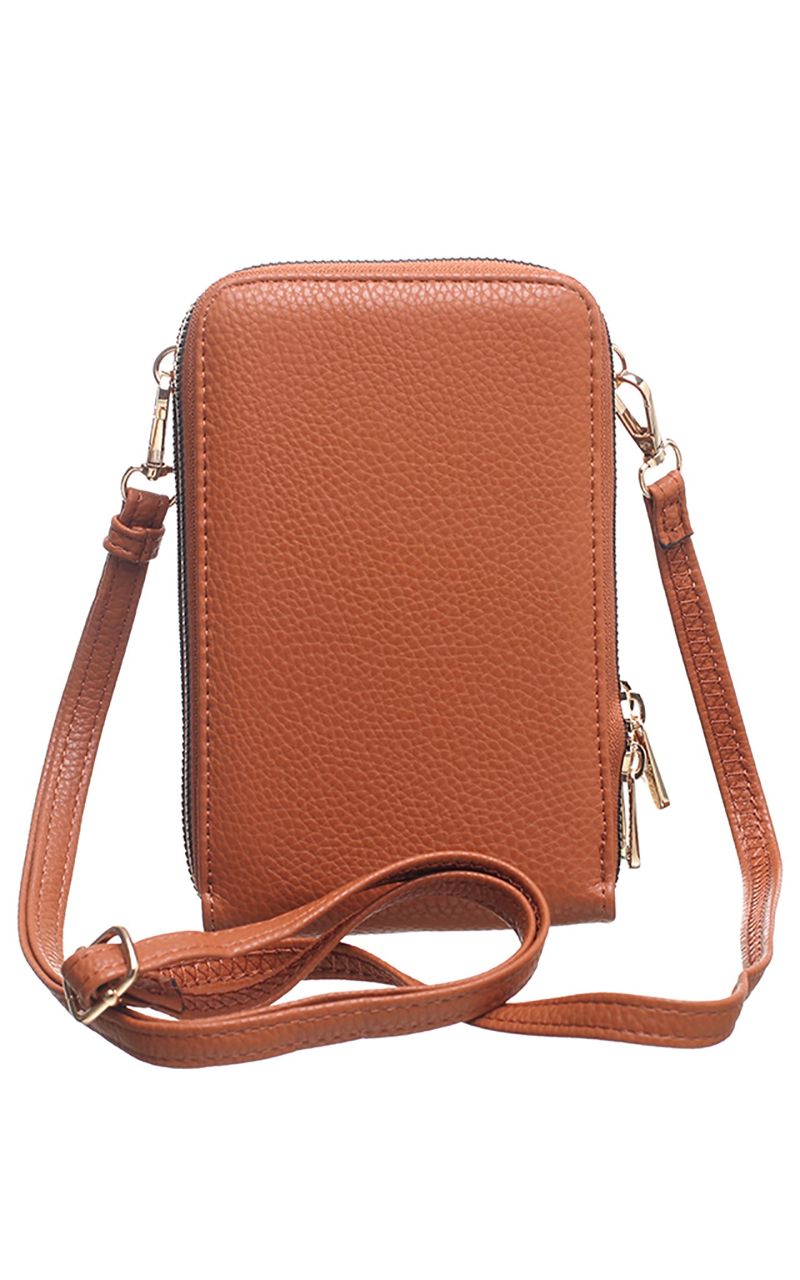 Bessie London Tan Classic Cross Body Phone Bag New
