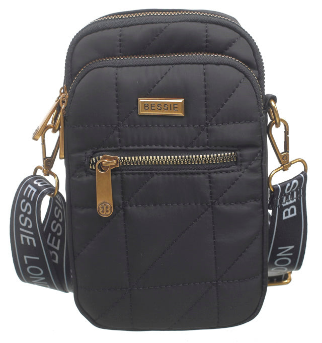 Bessie London Quilted Phone Cross Body Bag New