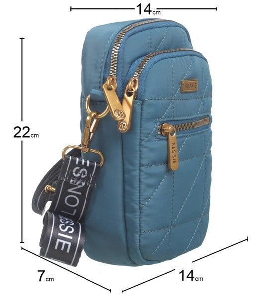 Bessie London Quilted Phone Cross Body Bag New