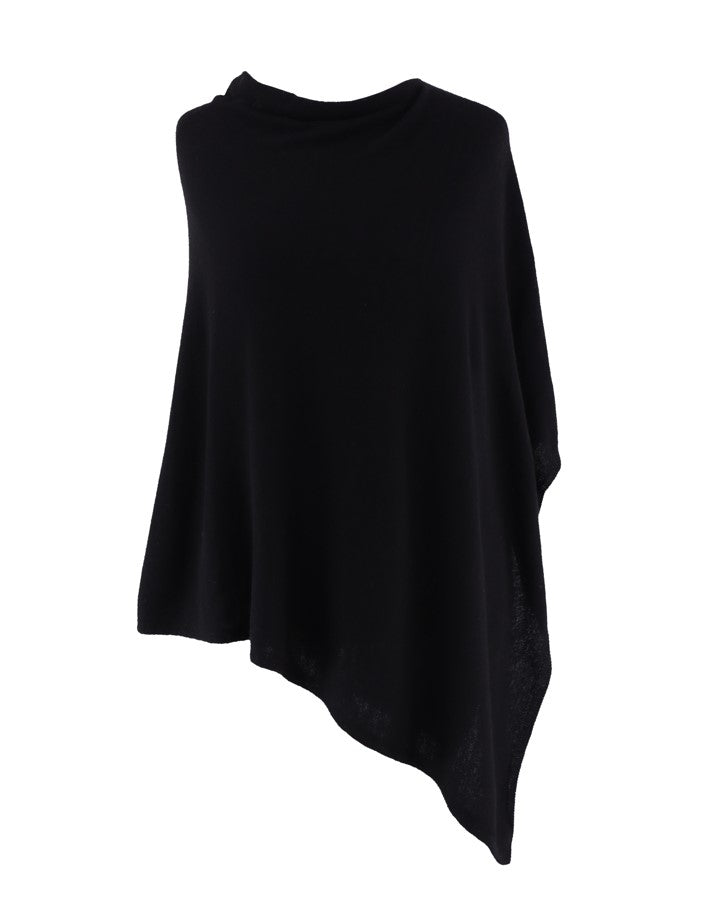 Italian Wool/Cashmere Blend Classic Asymmetric Poncho from Cadenza Italy