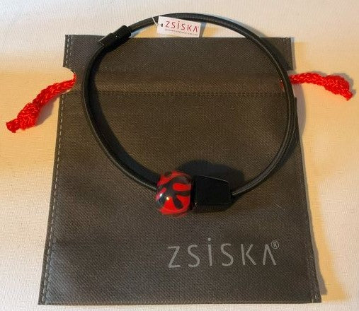 Zsiska Bliss Stylish Henri Matisse Print and Black Pyramid Beads Necklace Wear it 3 Ways