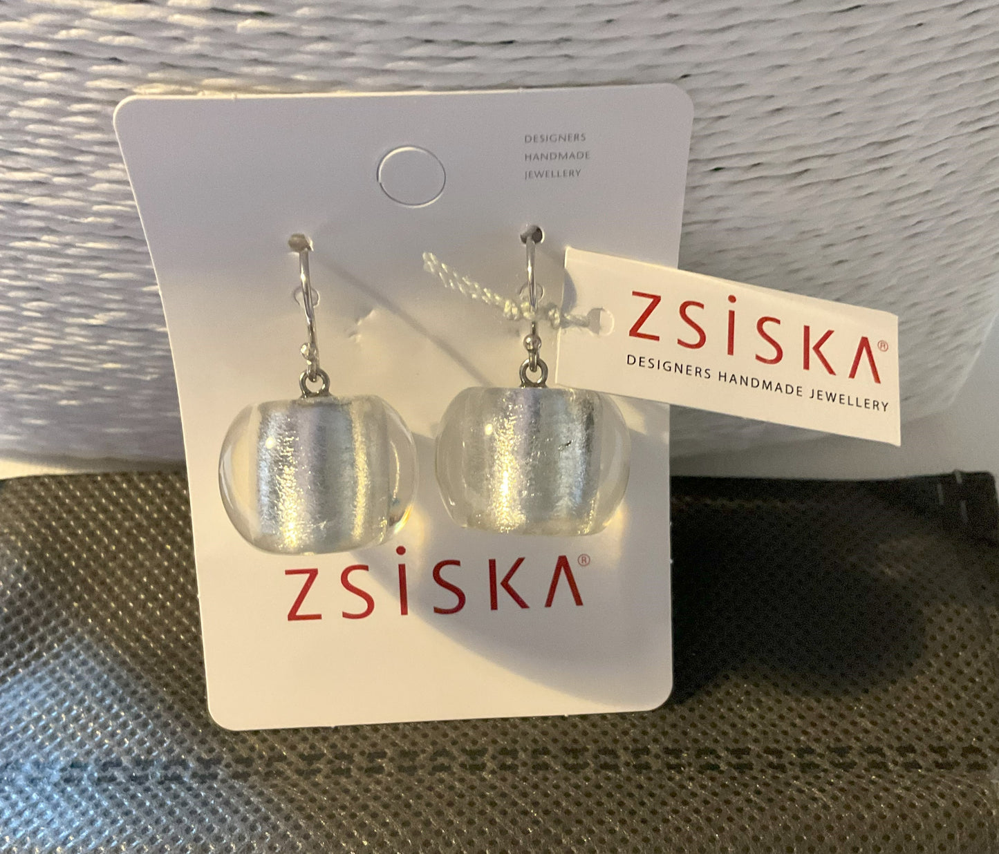 Zsiska Glitz Silver Leaf Ball Earrings with Gift Pouch