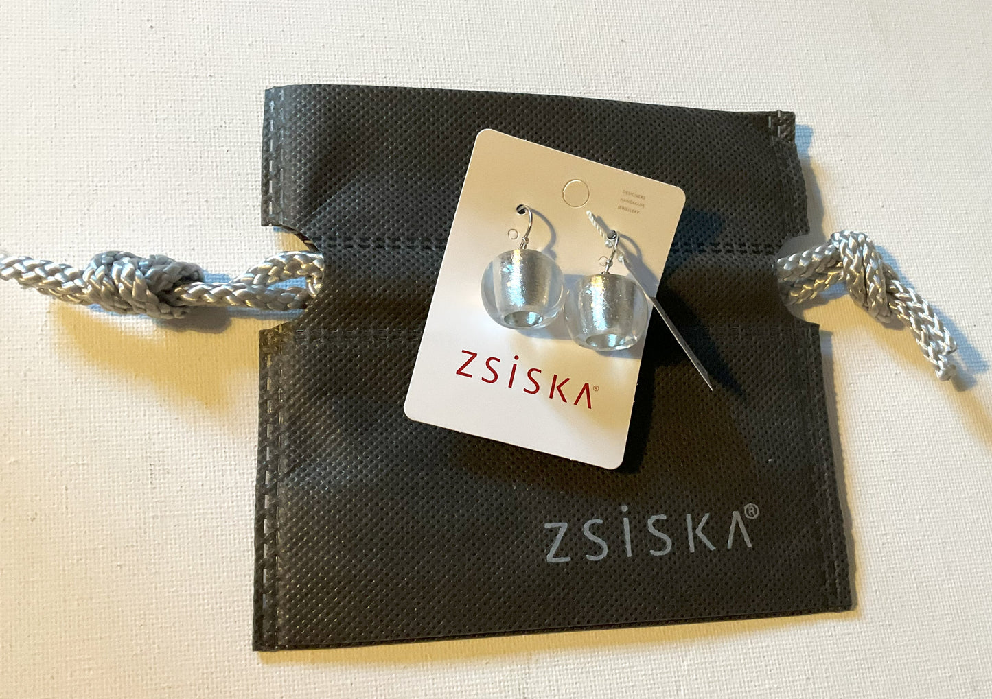 Zsiska Glitz Silver Leaf Ball Earrings with Gift Pouch