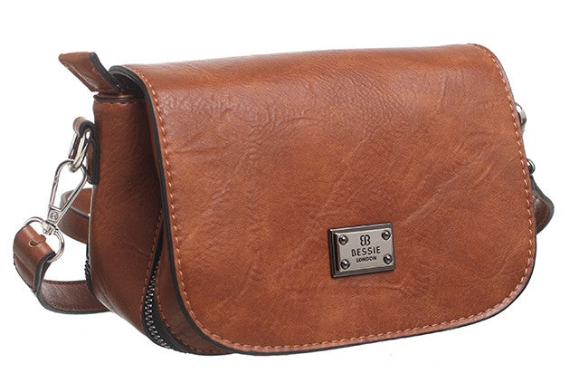 Bessie London Multi Compartment Flap Over Saddle Bag