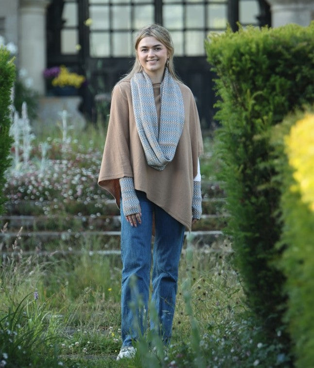 Italian Wool/Cashmere Blend Classic Asymmetric Poncho from Cadenza Italy