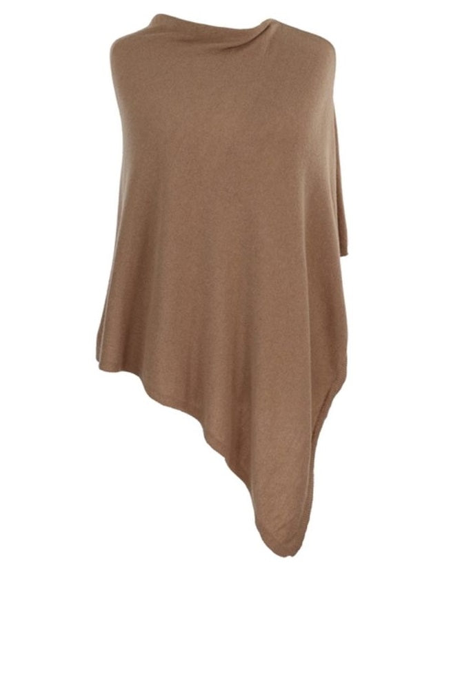 Italian Wool/Cashmere Blend Classic Asymmetric Poncho from Cadenza Italy