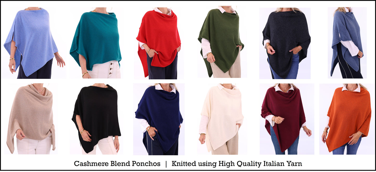 Cashmere Wool Blend Ponchos by Cadenza Italy