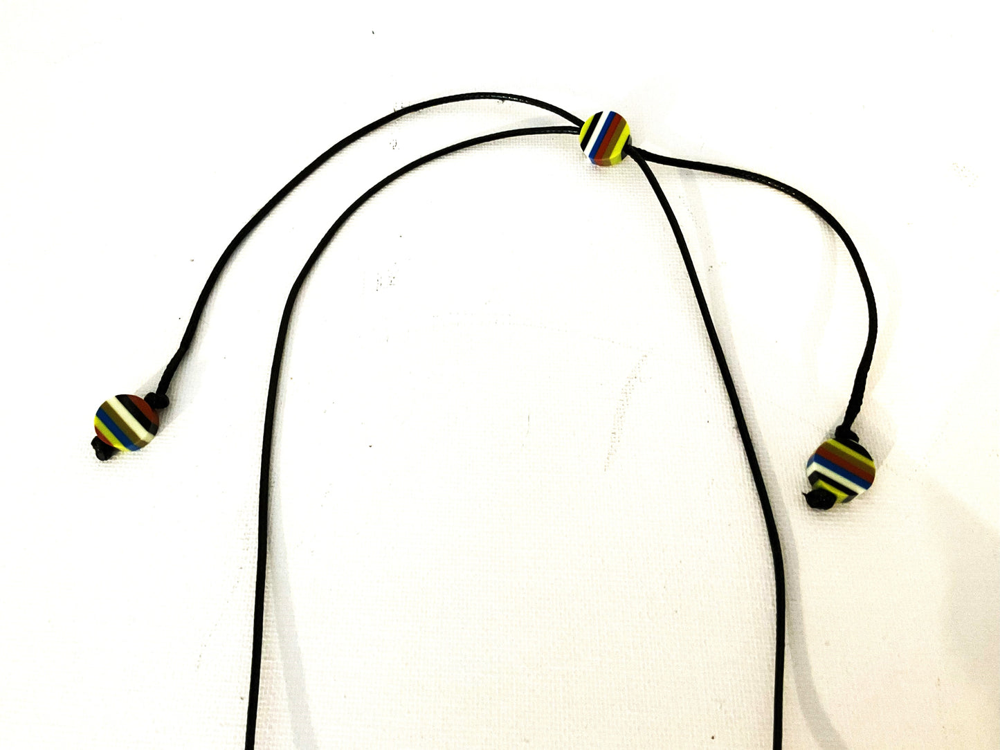 Noa Ecco Geometric Seven Multicolour Striped Cubes Resin Necklace Adjustable Cord