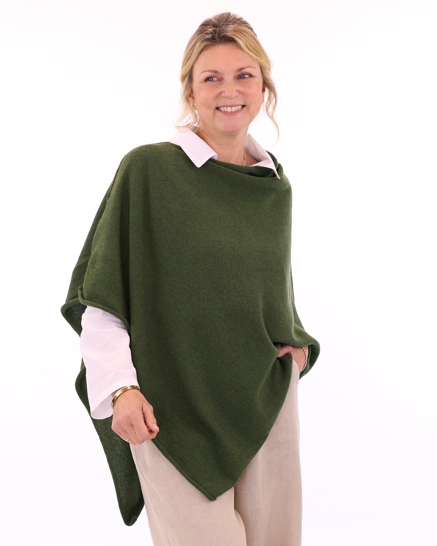 Cashmere Wool Blend Ponchos by Cadenza Italy