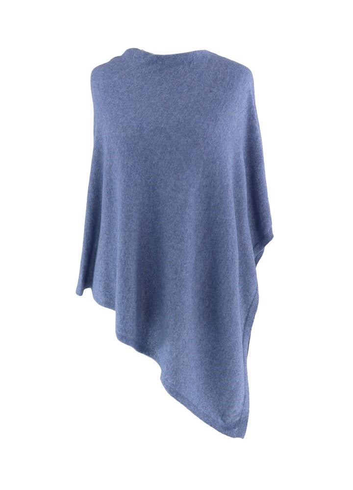 Italian Wool/Cashmere Blend Classic Asymmetric Poncho from Cadenza Italy