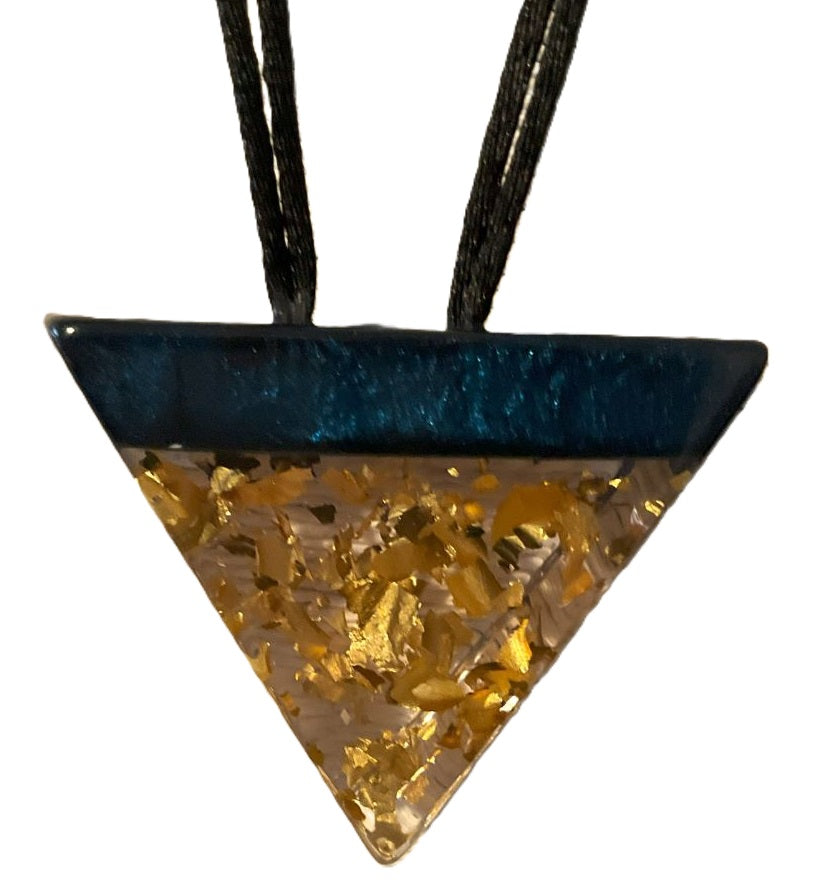 Zsiska Dhara Gold Flake Pendant Inverted Triangle Shape Winter Blue