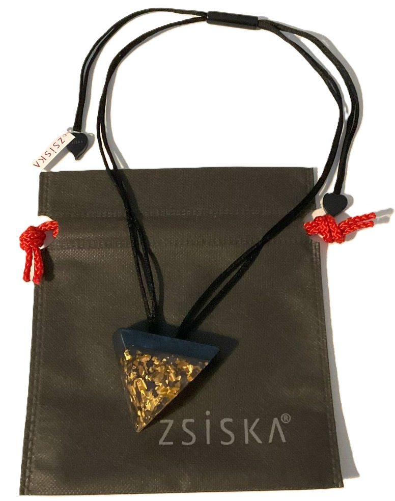 Zsiska Dhara Gold Flake Pendant Inverted Triangle Shape Winter Blue