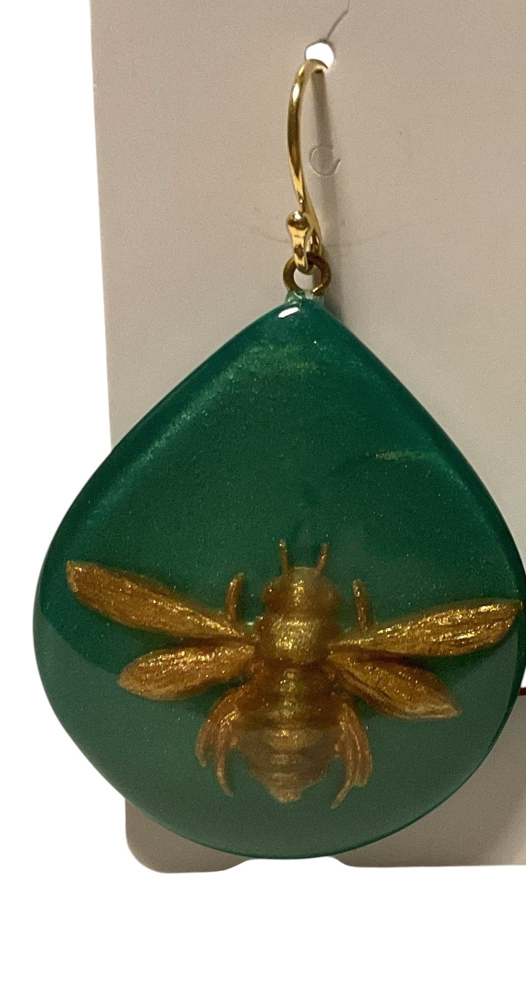 Zsiska Bliss Resin Earrings Golden Bee Green