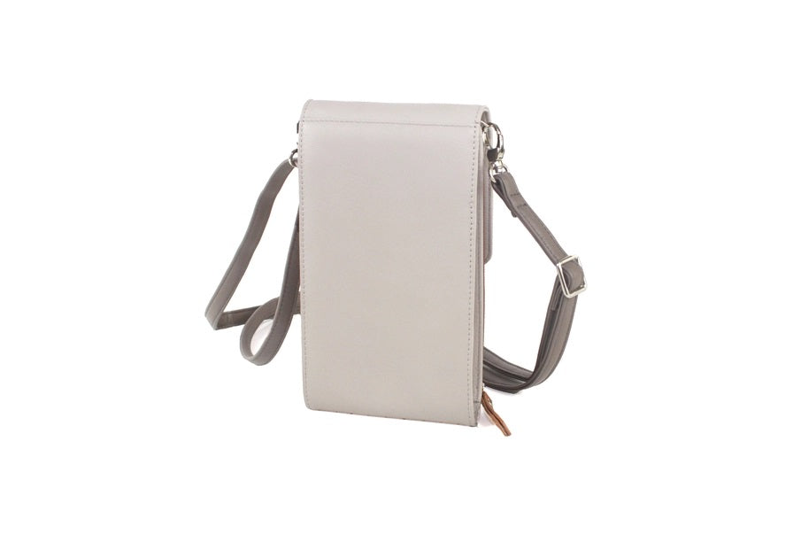 Eastern Counties Leather Slimline Crossbody Bag Adjustable Strap Ink Blue/Light Grey and Ivory/Tan