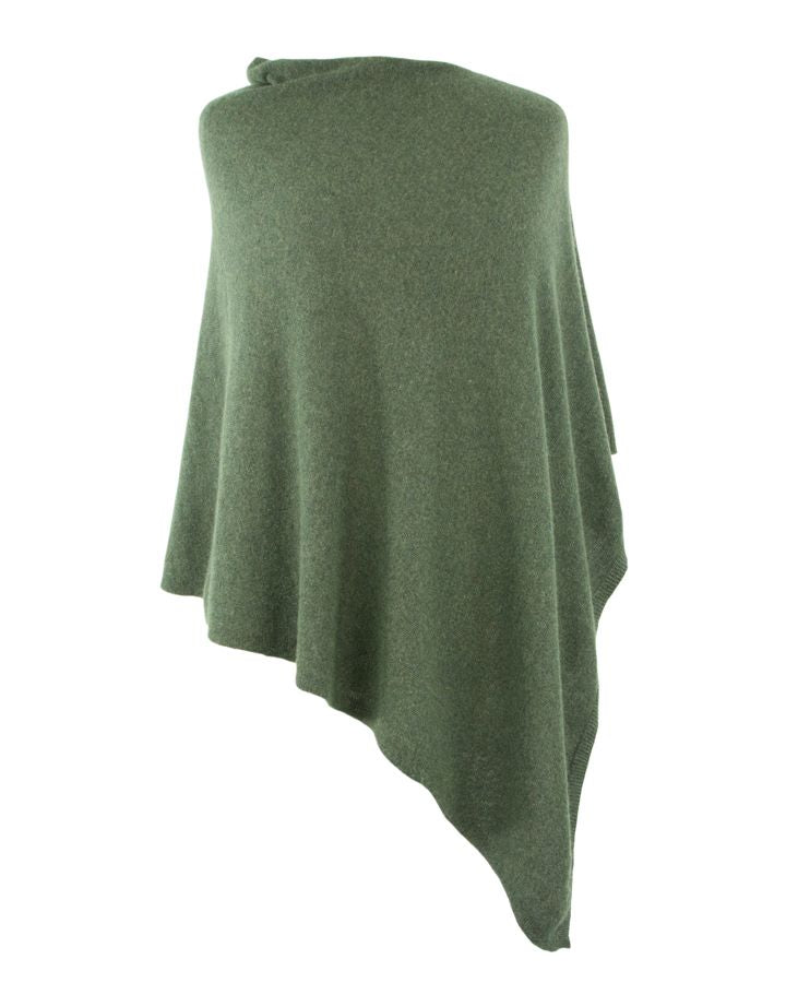 Italian Wool/Cashmere Blend Classic Asymmetric Poncho from Cadenza Italy