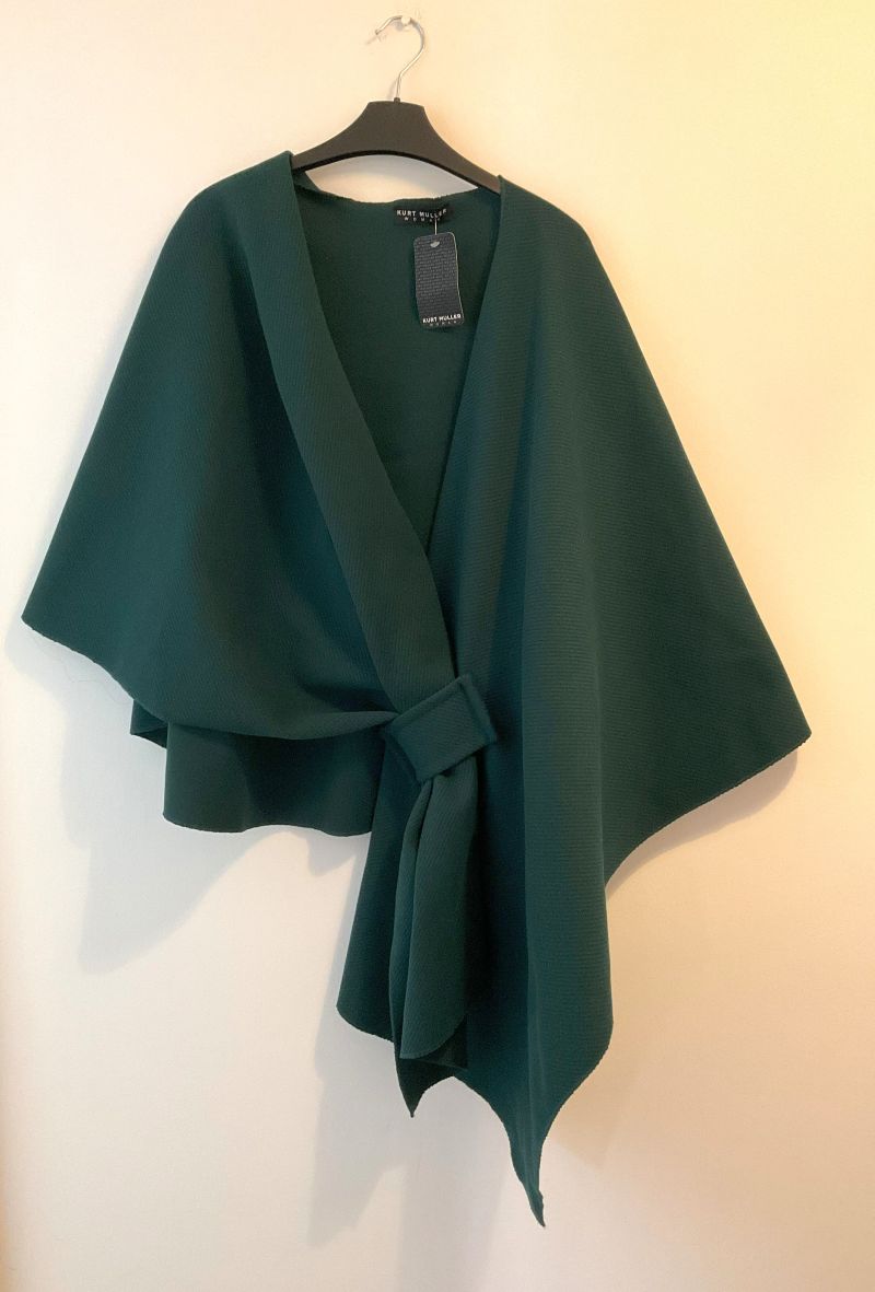 Kurt Muller Elegant Italian Knit Cape with Knot Closure One Size Assorted Colours
